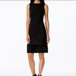 🆕 🎄🎁 Calvin Klein Faux Fur Trim Sheath Dress